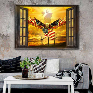 Jesus Eagle In The Sky Have Faith - God And Eagle Outside The Window, Jesus Canvas