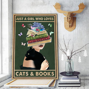 Just a girl who loves cats books, Cats lover Canvas, Gift for Her Canvas