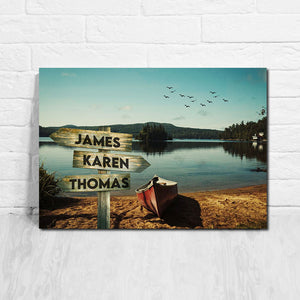Lakeside Canoe Street Signs Canvas, Personalized Canvas