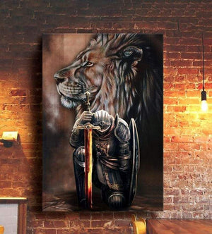 Christian Lion and the Armor of Faith Canvas