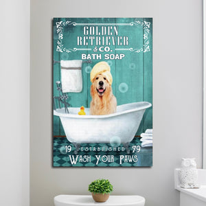 Golden retriever & Co. Bath Soap- Wash Your Paws, Dogs lover Canvas, Funny Canvas