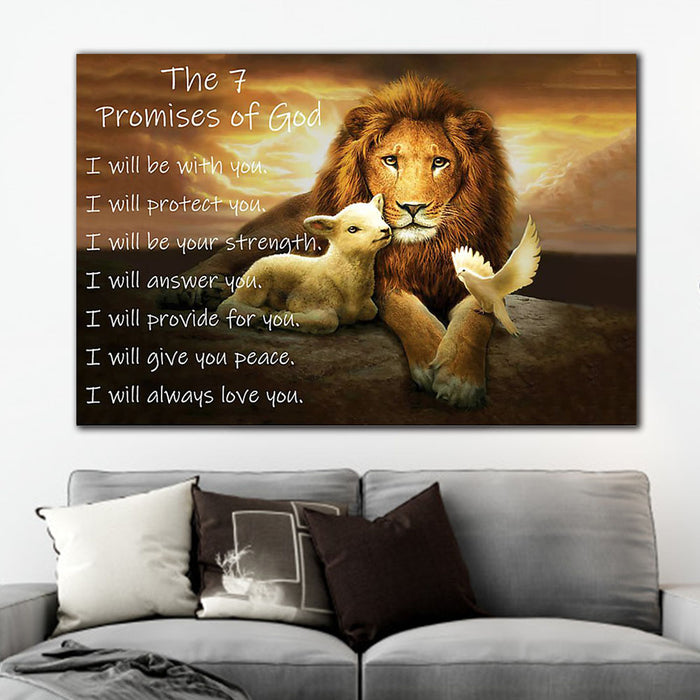 Lion, Lamb, Dove - The 7 Promises Of God, I Will Be With You, I Will Protect You Canvas