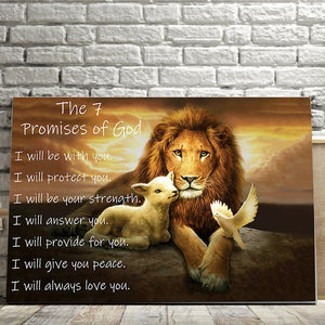 Lion, Lamb, Dove - The 7 Promises Of God, I Will Be With You, I Will Protect You Canvas