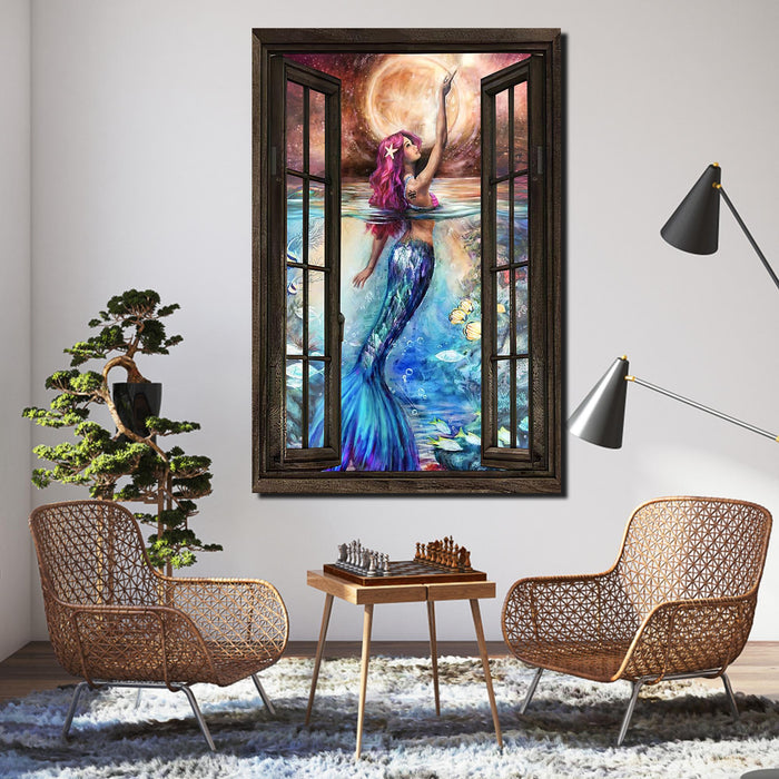 Mermaid Window Canvas, Wall-art Canvas