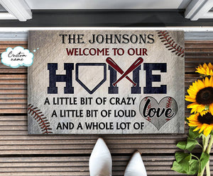 Baseball, Welcome to our Home, a whole lot of love, Personalized Door Mat
