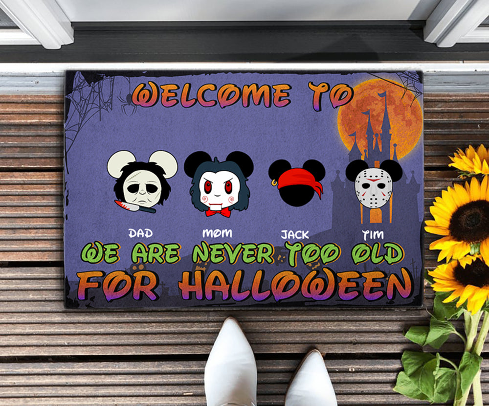 Halloween, We are never too old for Halloween, Personalized Door Mat