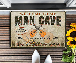 Welcome to my Man Cave also known as the Guitar Room, Guitar lover DoorMat