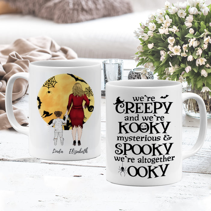 We’re creepy, kooky, spooky and ooky Halloween Mug, Personalized Mug
