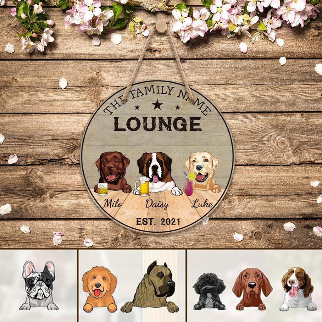 Lounge Dogs, Personalized Wooden Hanging Sign