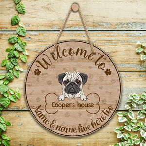 Welcome to Cooper’s house, Personalized Wooden Hanging Sign