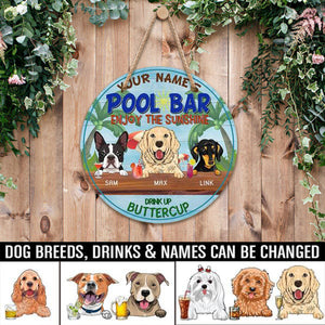 Pool Bar Enjoy The Sunshine, Drink Up Buttecup, Personalized Wooden Hanging Sign
