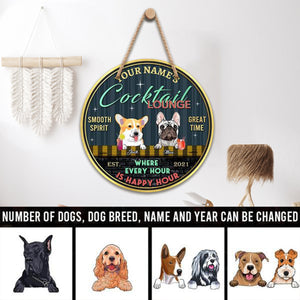 Cocktail Lounge Smooth Spirit Great Time, Personalized Wooden Hanging Sign