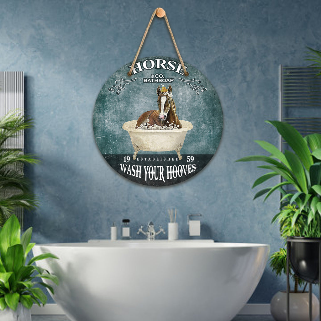Horse &CO. bath soap wash your hooves, Wooden Hanging Sign