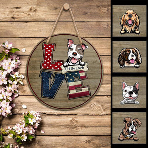 Little Love, Dogs Lover, Personalized Wooden Hanging Sign