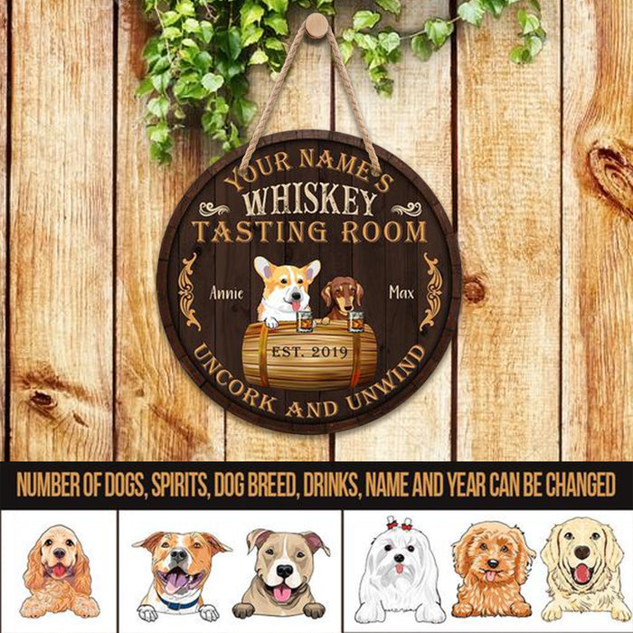 Whiskey Tasting Room, Uncork And Unwind, Personalized Wooden Hanging Sign