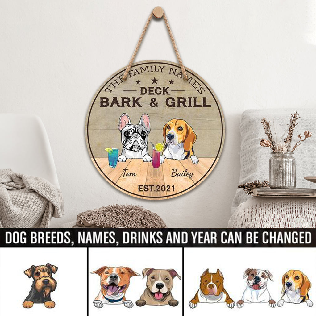 Deck Back & Grill, Personalized Wooden Hanging Sign