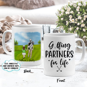 Golfing partners for life, Gift for Dad, Son and Daughter Mugs, Personalized Mugs