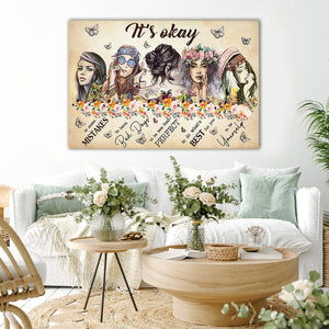 Native Girl, Hippie Girl, Butterfly Flower - It's Okay, Gift for Her Canvas, Wall-art Canvas