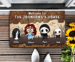Welcome to the johnsons’s house, Halloween Door Mat, Personalized Door Mat