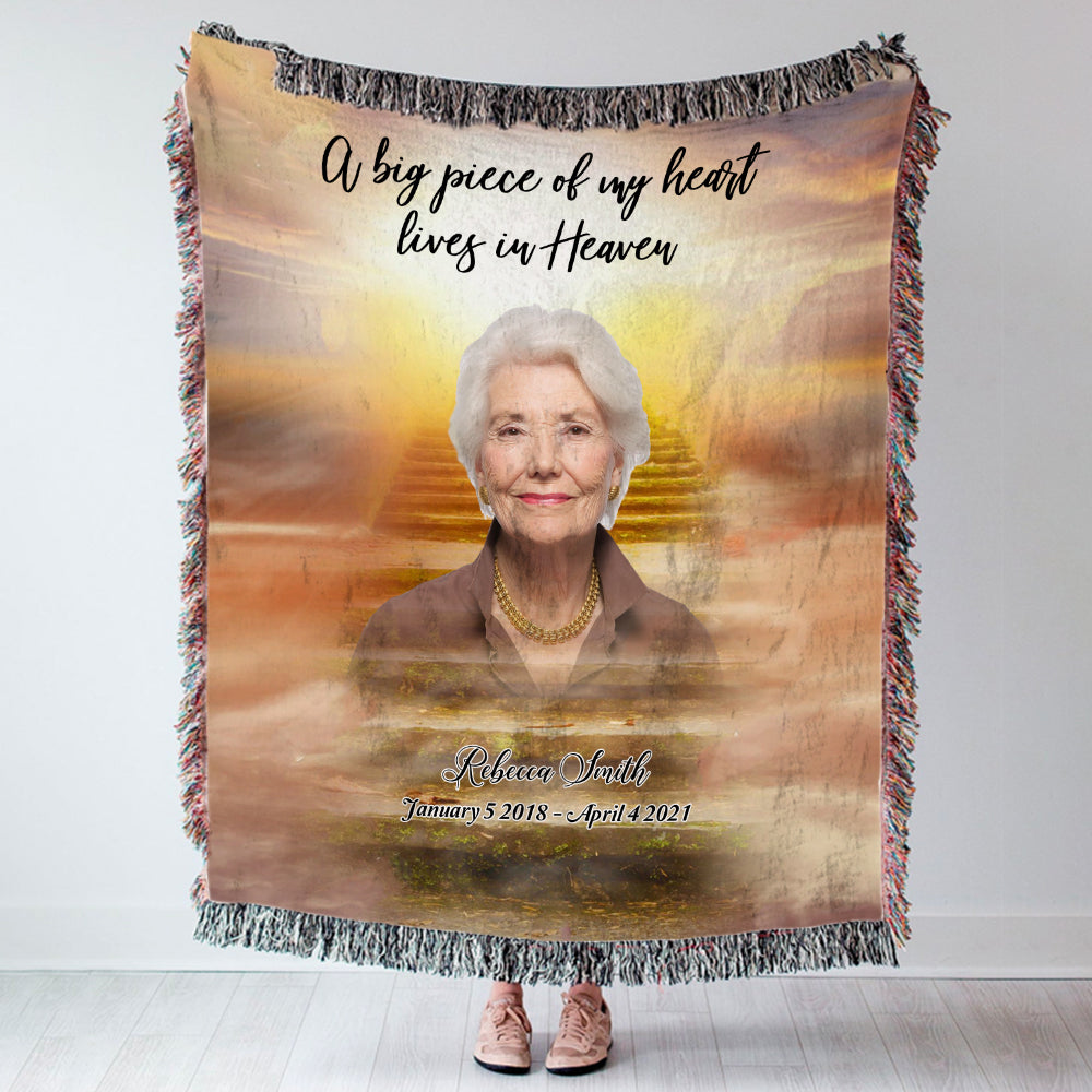 A big piece of my heart lives in Heaven, Gift for Grandmother Blanket, Personalized Blanket