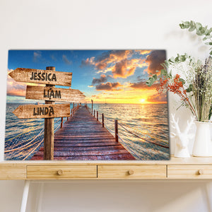 Dawn In The Sea Street Sign Canvas, Personalized Canvas