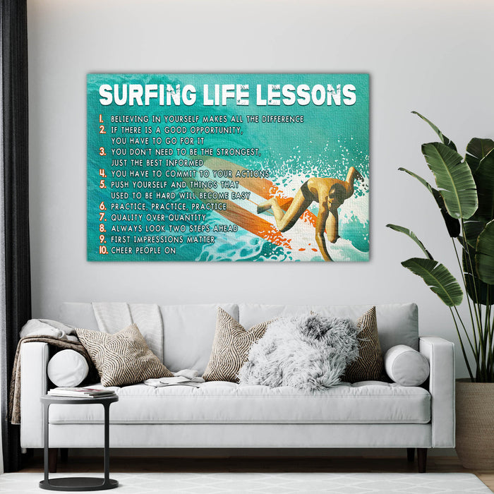 Surfing life lessons believing in yourself, Surfing lover Canvas, Wall-art Canvas