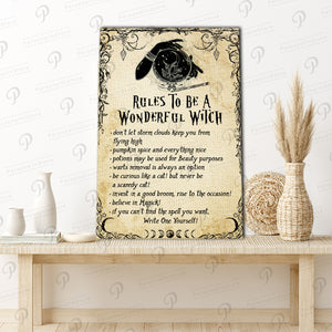 Rules to be a wonderful witch - believe in Magick!, Wall-art Canvas