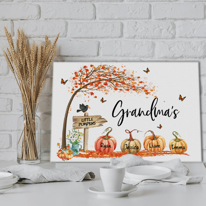 Grandma’s Little Pumpkins Canvas, Personalized Canvas