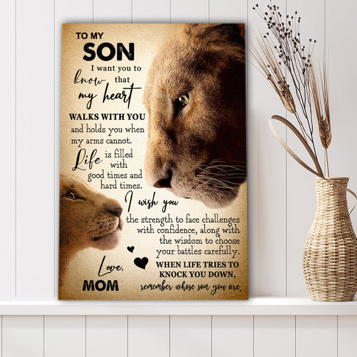 I Want You To Know That My Heart Walk With You, Gift From Mom To Son Canvas