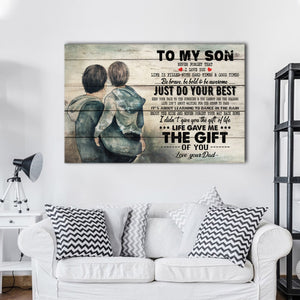 To my Son, be brave be bold be awesome, just do your best, Gift from Dad to Son Canvas