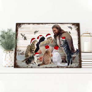 God And Cats Christmas Canvas, Wall-art Canvas