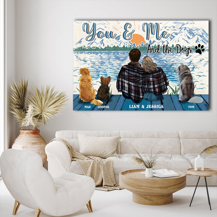 You & Me And The Dogs Sit Together, Personalized Canvas