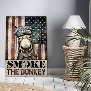 Smoke the Donkey in the American Flag Canvas, Wall-art Canvas