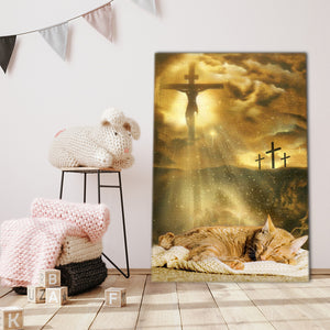 Sleeping Cats And The Cross, Jesus Canvas