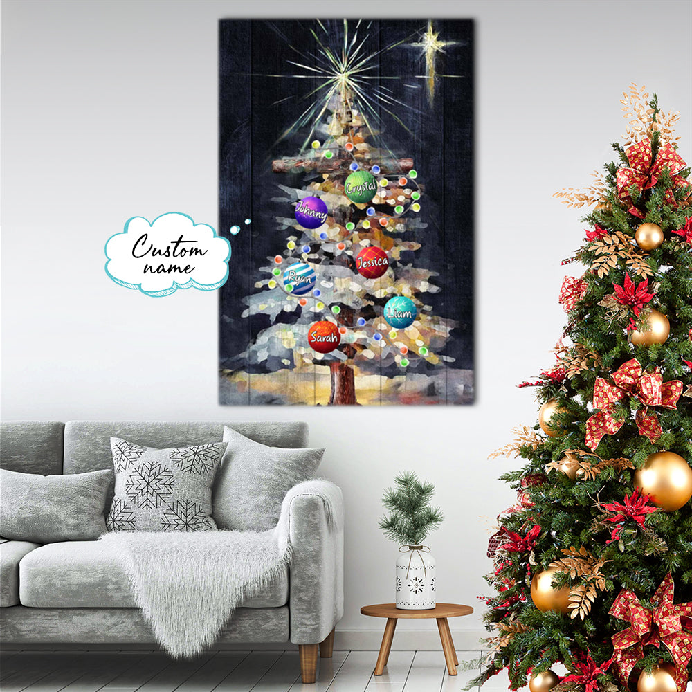 Christmas Tree And The Cross Personalized Canvas