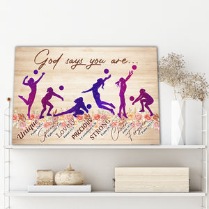 God says you are, Volleyball Canvas, Gift for Her Canvas