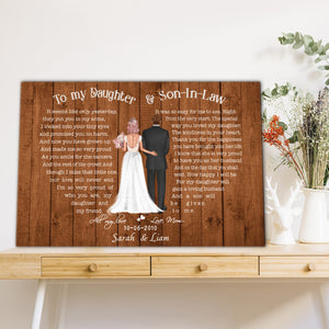 To my Daughter and Son-in-law, Gift from Mom to Couple Canvas, Personalized Canvas
