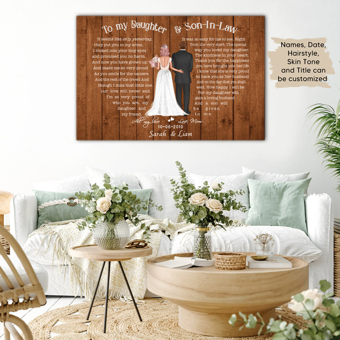 To my Daughter and Son-in-law, Gift from Mom to Couple Canvas, Personalized Canvas