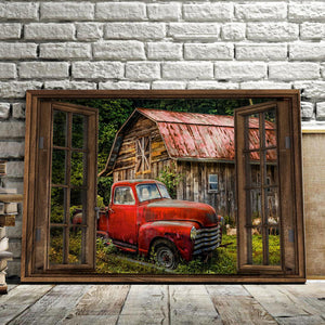 Old Farm Truck Window, Farmer Canvas, Wall-art Canvas