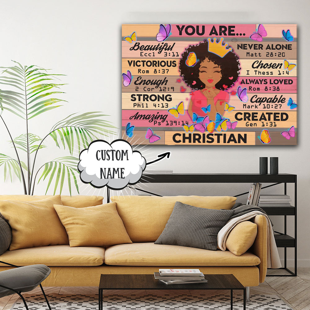 Personalized Black Girl You Are Beautiful Victorious Enough Canvas, Gift for Her Canvas