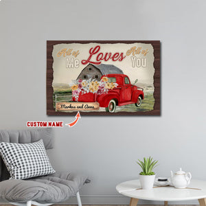 Couple All of Me Love All of You Vintage Red Truck Wrapped Framed Canvas, Personalized Canvas