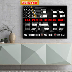 Personalized Dad My Protector My Hero My Dad Custom by Names Canvas