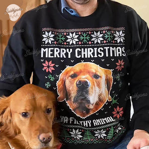 Personalized Dog Photo Merry Christmas Ugly Sweater -Christmas Dog Sweater, Christmas Ugly Sweatshirt, Dog Lover Christmas Shirt, Funny Gift