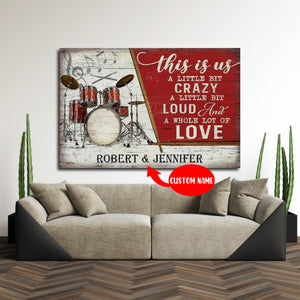 Drum Love This Is Us, Couple Canvas, Personalized Canvas