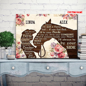 Personalized Girl With Horse Canvas, Customized Canvas, Horse Lovers Gift Canvas