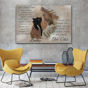Personalized God Created The Cats Canvas, God Canvas