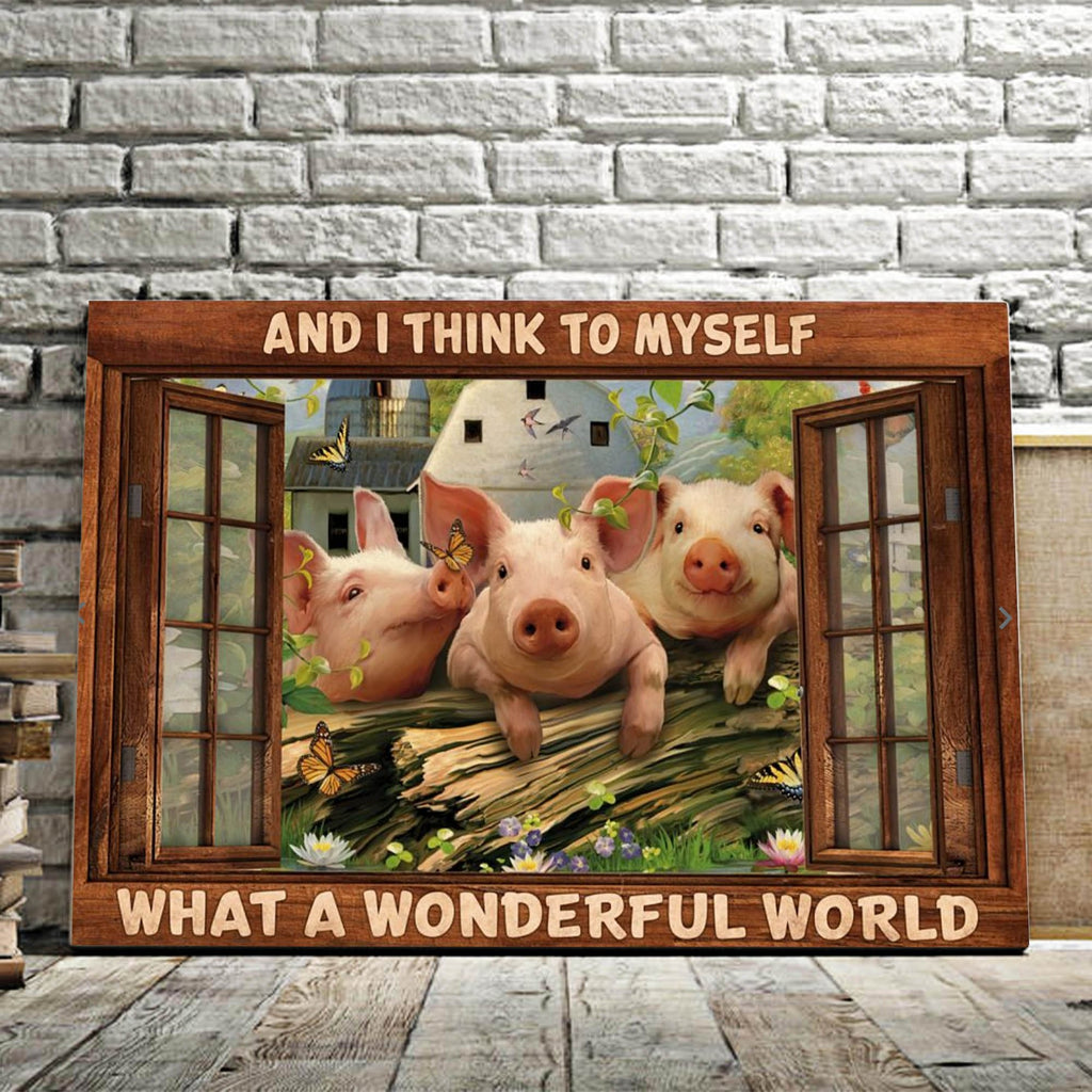 Pigs What A Wonderful World Canvas