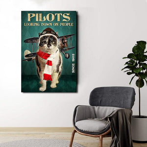 Pilots Cat Canvas Prints Looking Down On People, Cats lover Canvas