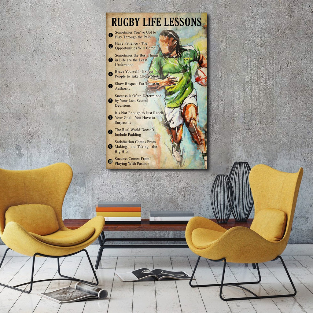 Rugby life lessons, Success come from playing with passion, Rugby lover Canvas