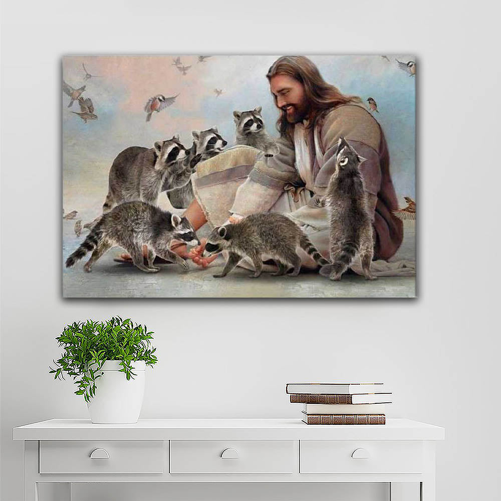 Raccoon God - Raccoon Jesus Lover Canvas, Wall-art Canvas